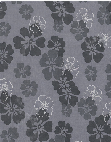 Slate Grey Tonal Floral chiffon, print close up