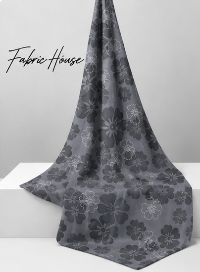 Slate Grey Tonal Floral chiffon draped to show fall
