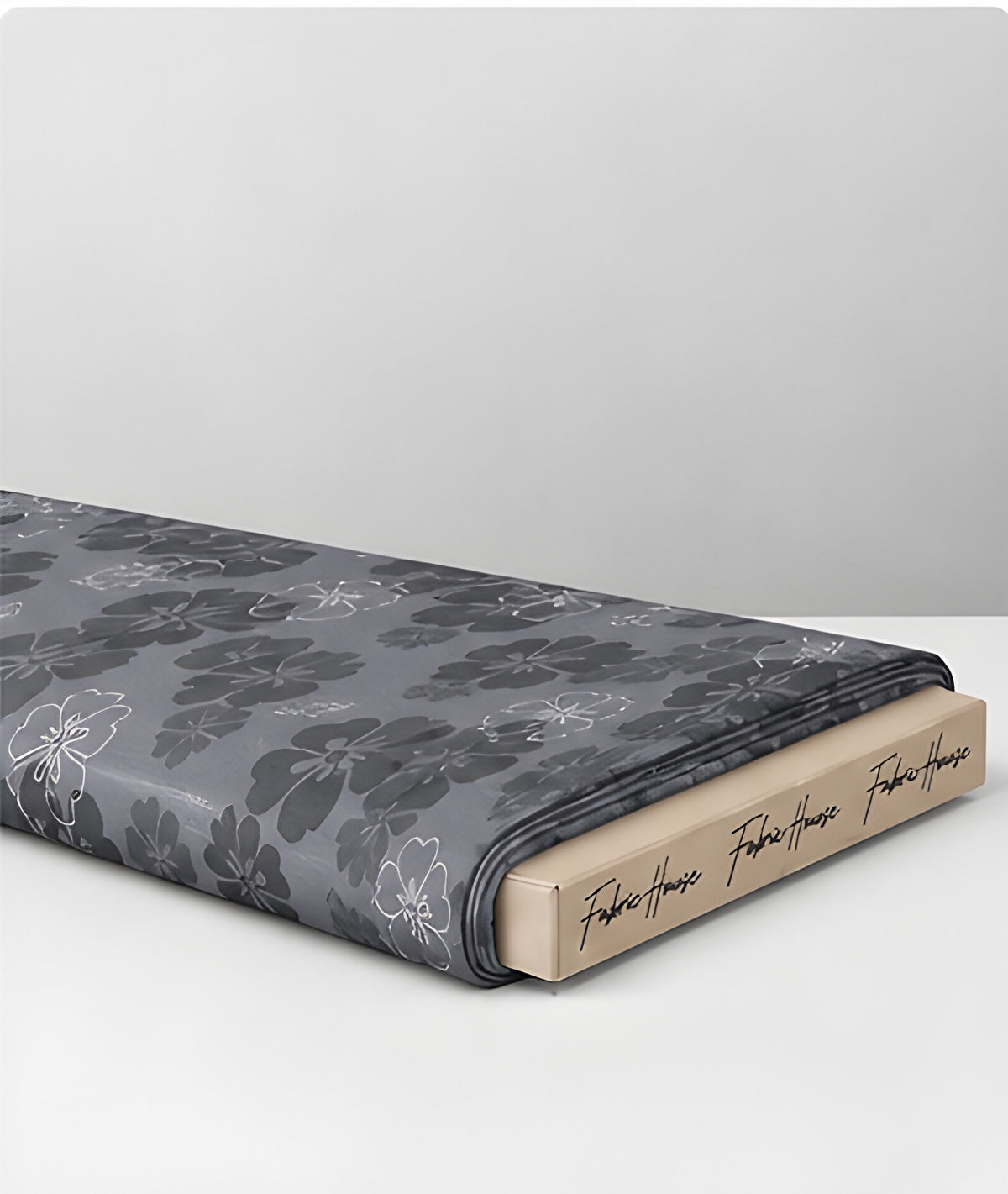 Slate Grey Tonal Floral chiffon folded