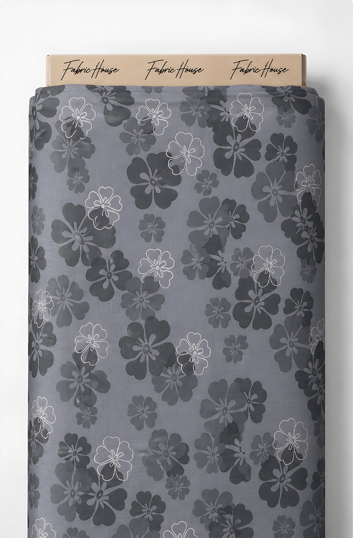 Slate Grey Tonal Floral chiffon full roll