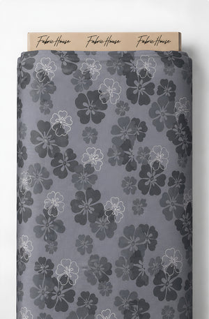 Slate Grey Tonal Floral chiffon full roll