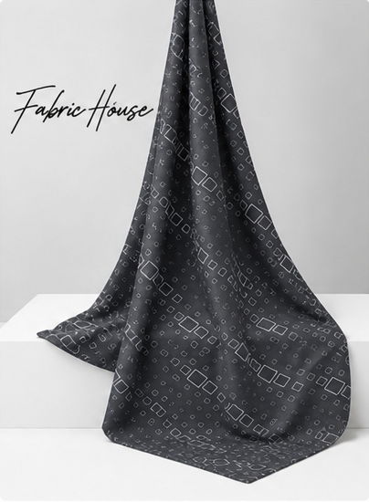 Charcoal Subtle Diamond Geometry chiffon draped to show fall