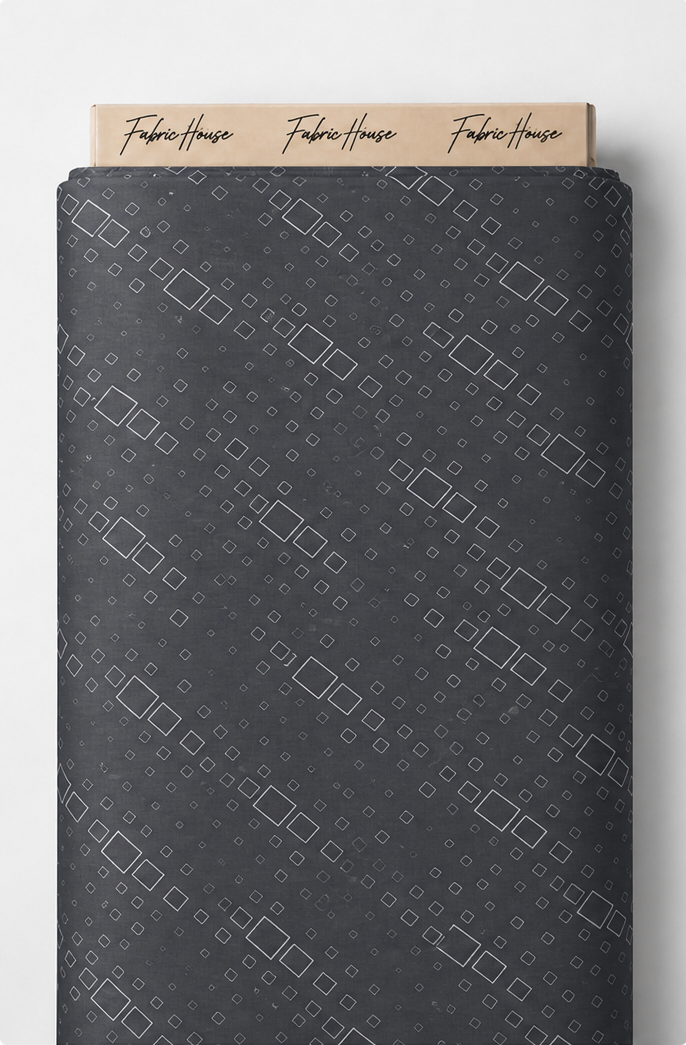 Charcoal Subtle Diamond Geometry chiffon full roll