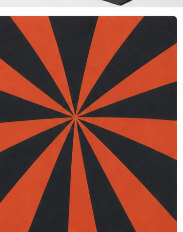 Orange Black Sunburst Geometry chiffon, print close up