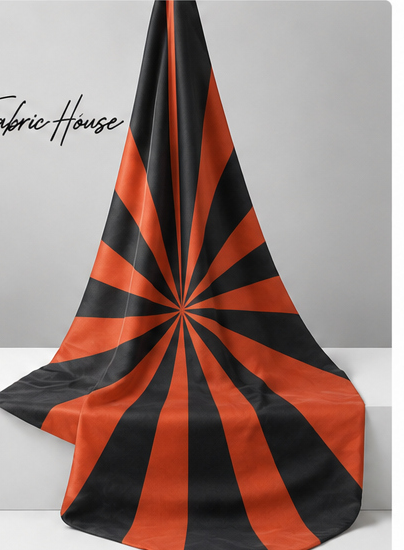 Orange Black Sunburst Geometry chiffon draped to show fall