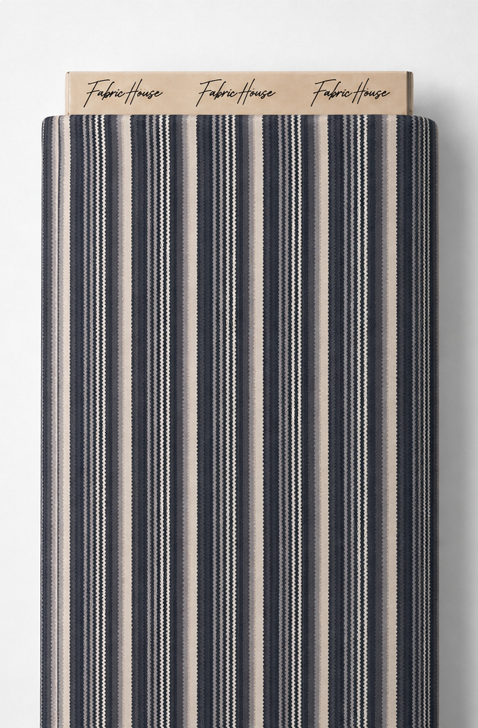 Navy Ivory Fine Vertical Stripes chiffon full roll