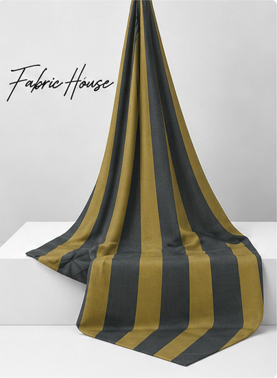 Olive Mustard Broad Stripes chiffon draped to show fall