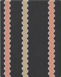 Black Peach Zigzag Stripes chiffon, print close up