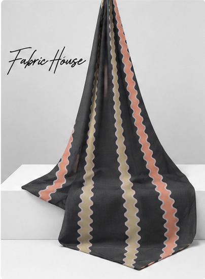 Black Peach Zigzag Stripes chiffon draped to show fall