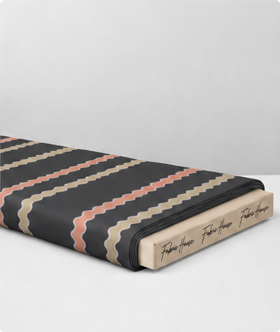 Black Peach Zigzag Stripes chiffon folded