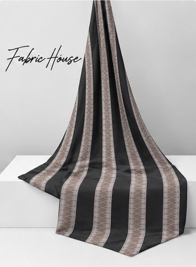 Black Cream Classic Pinstripes chiffon draped to show fall