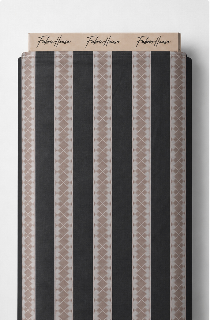 Black Cream Classic Pinstripes chiffon full roll
