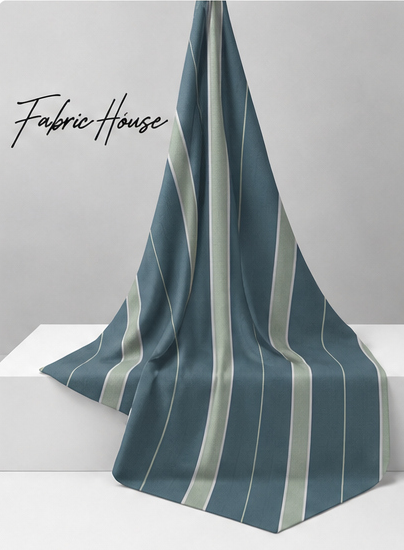 Sage Blue Vertical Stripes chiffon draped to show fall