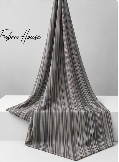 Grey White Fine Pinstripes chiffon draped to show fall