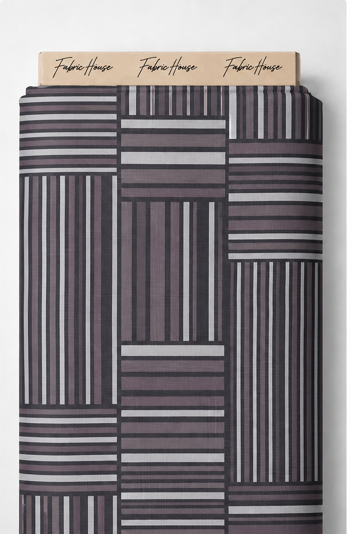 Charcoal Mixed Stripe Patchwork chiffon full roll