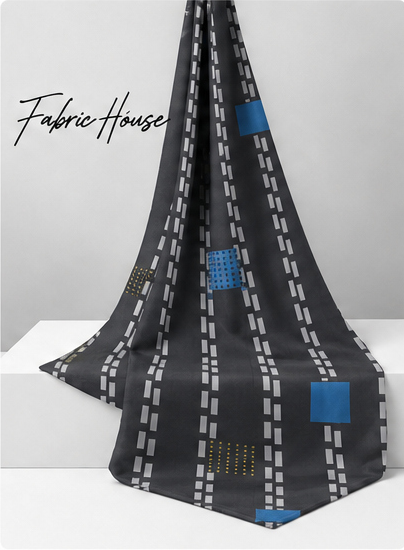 Black White Stitched Lines chiffon draped to show fall