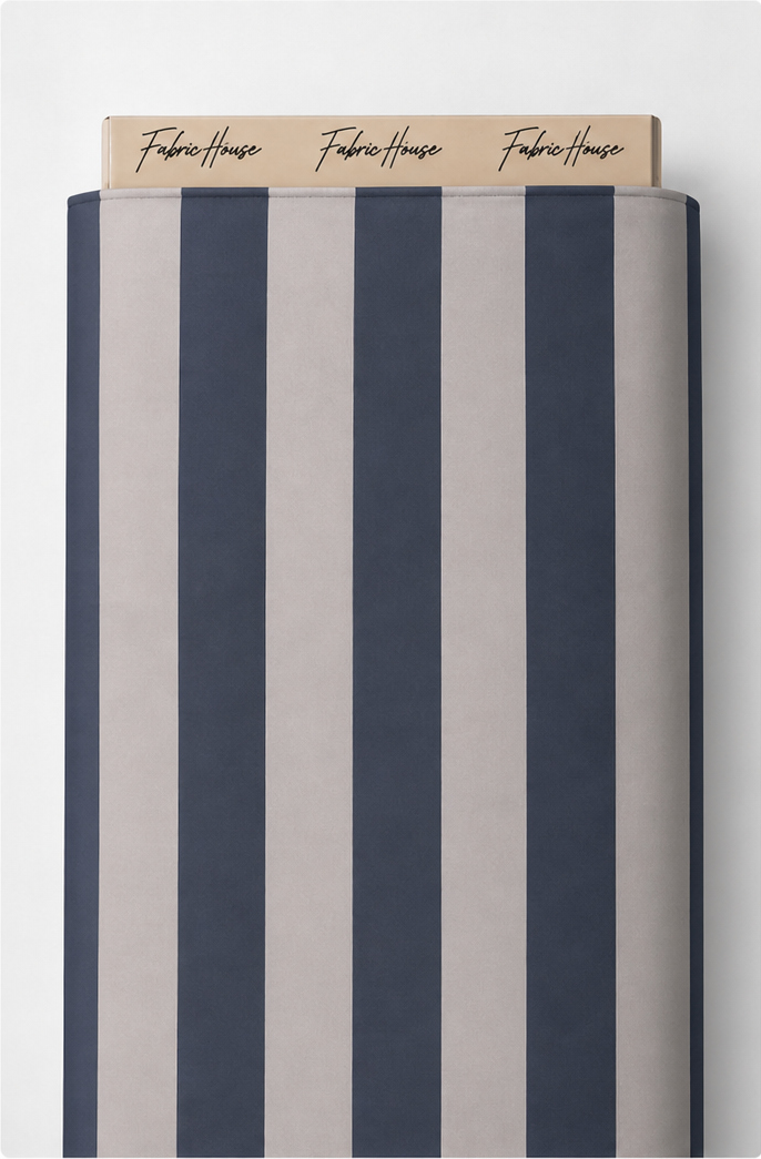 Navy Ivory Wide Vertical Stripes chiffon full roll