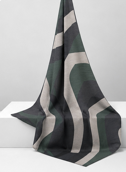Charcoal Chevron Arch Geometry chiffon draped to show fall