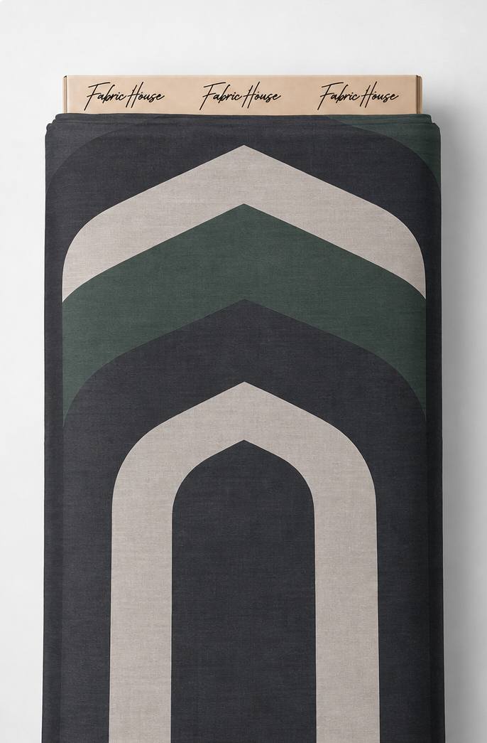 Charcoal Chevron Arch Geometry chiffon full roll