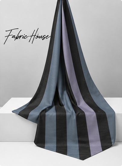 Black Slate Bold Vertical Stripes chiffon draped to show fall