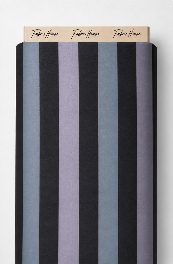 Black Slate Bold Vertical Stripes chiffon full roll