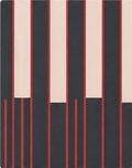 Black Coral Mixed Vertical Stripes chiffon, print close up