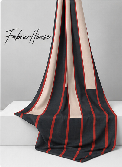 Black Coral Mixed Vertical Stripes chiffon draped to show fall