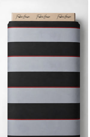 Ivory Black Horizontal Stripes chiffon full roll