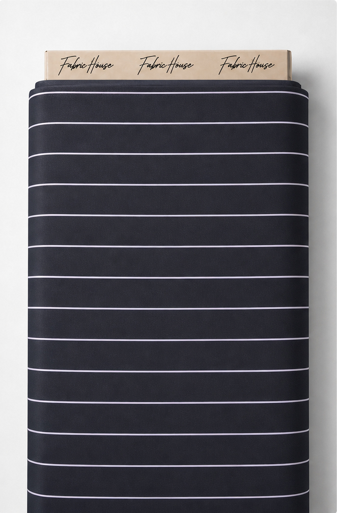 Midnight Fine Pinstripe crepe full roll