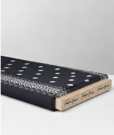 Black Polka Dot Border crepe folded