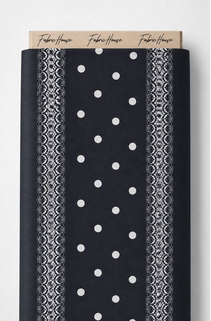 Black Polka Dot Border crepe full roll