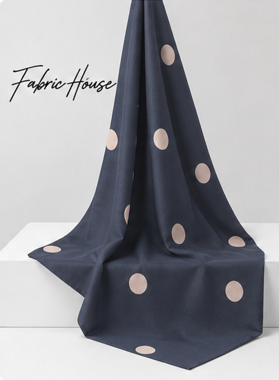 Charcoal Beige Polka Dots crepe draped to show fall