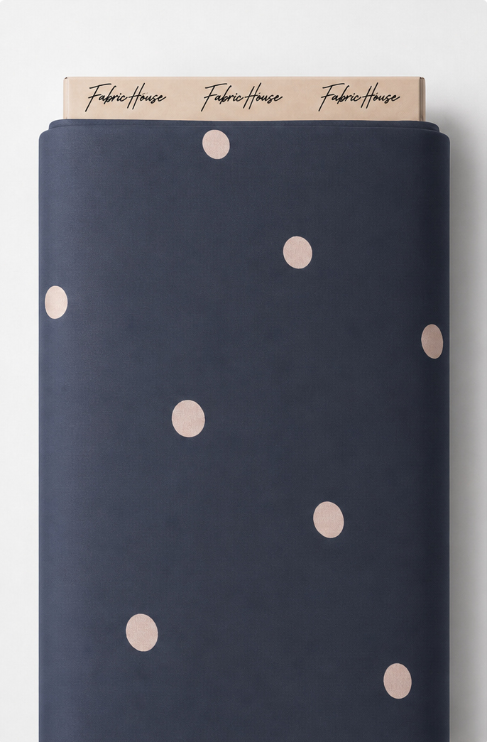 Charcoal Beige Polka Dots crepe full roll