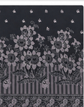 Monochrome Floral Border crepe, print close up