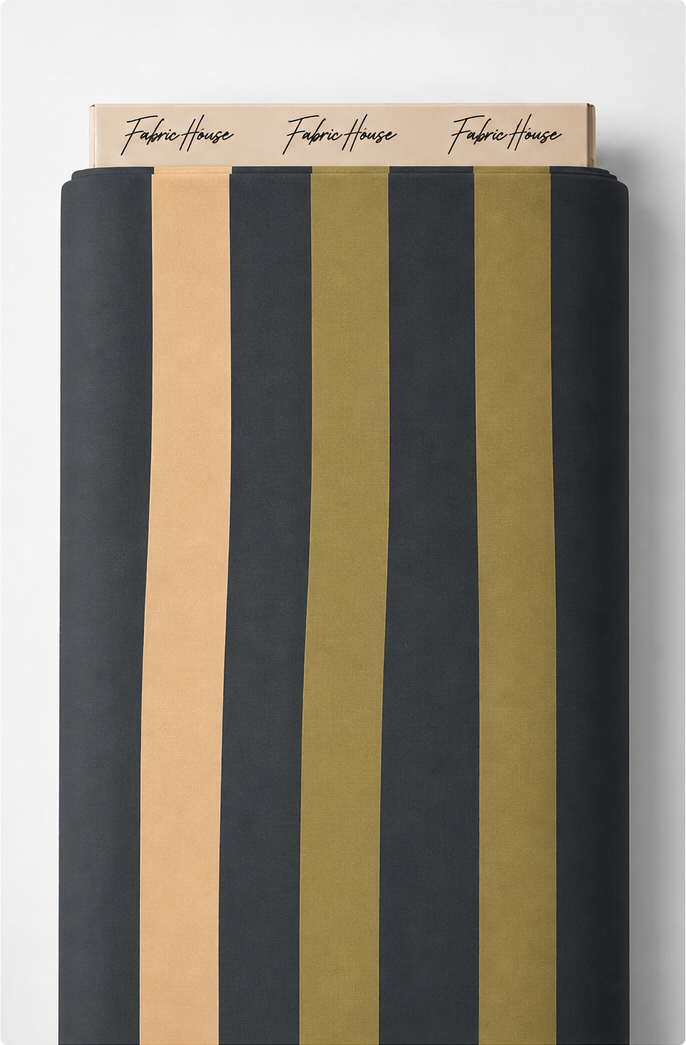 Mustard and Grey Vertical Stripes crepe full roll