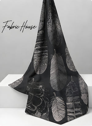 Grey Abstract Leaf Texture crepe draped to show fall