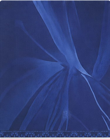 Royal Blue Draped Abstract crepe, print close up