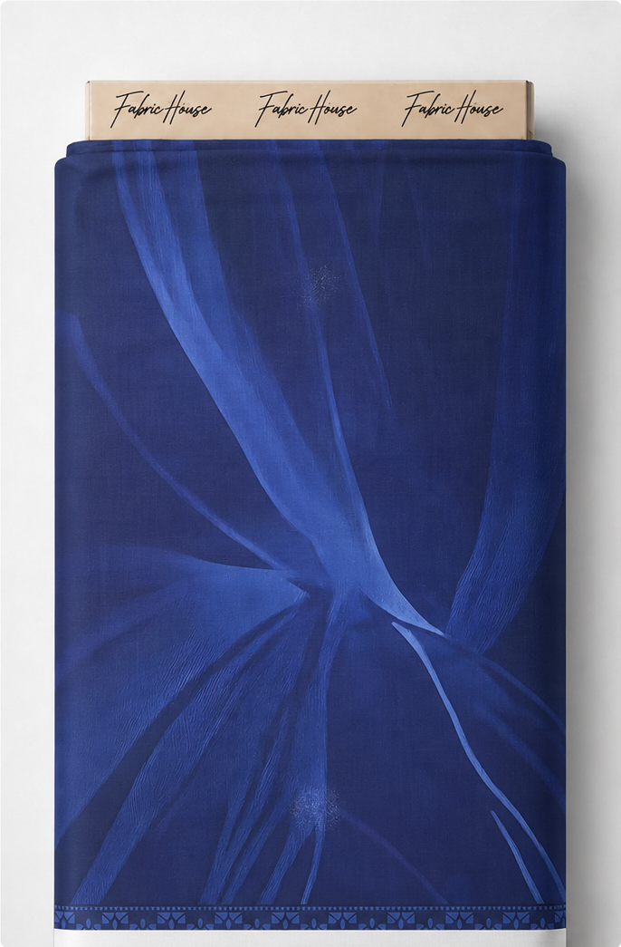 Royal Blue Draped Abstract crepe full roll