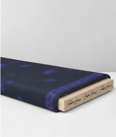 Cobalt Blue Floral on Navy crepe folded