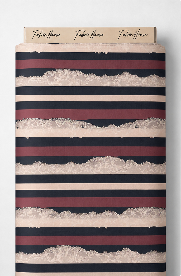 Blush Textured Horizontal Stripes crepe full roll