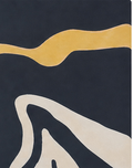Mustard Abstract Waves on Black crepe, print close up