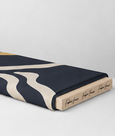 Mustard Abstract Waves on Black crepe folded