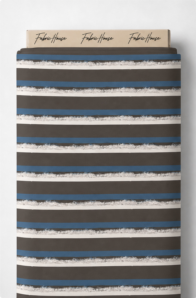 Blue Beige Textured Stripes crepe full roll