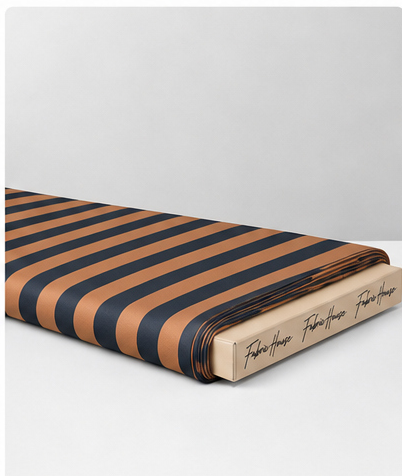 Rust and Navy Bold Stripes crepe folded