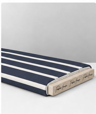 Classic Navy Ivory Pinstripes crepe folded