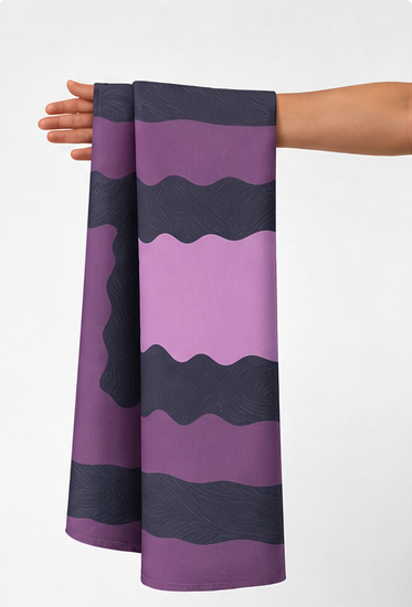Purple Layered Square Motif crepe held in hand for scale