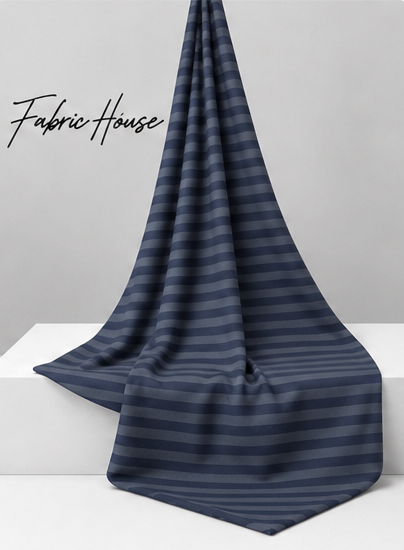 Slate Blue Tonal Stripes crepe draped to show fall