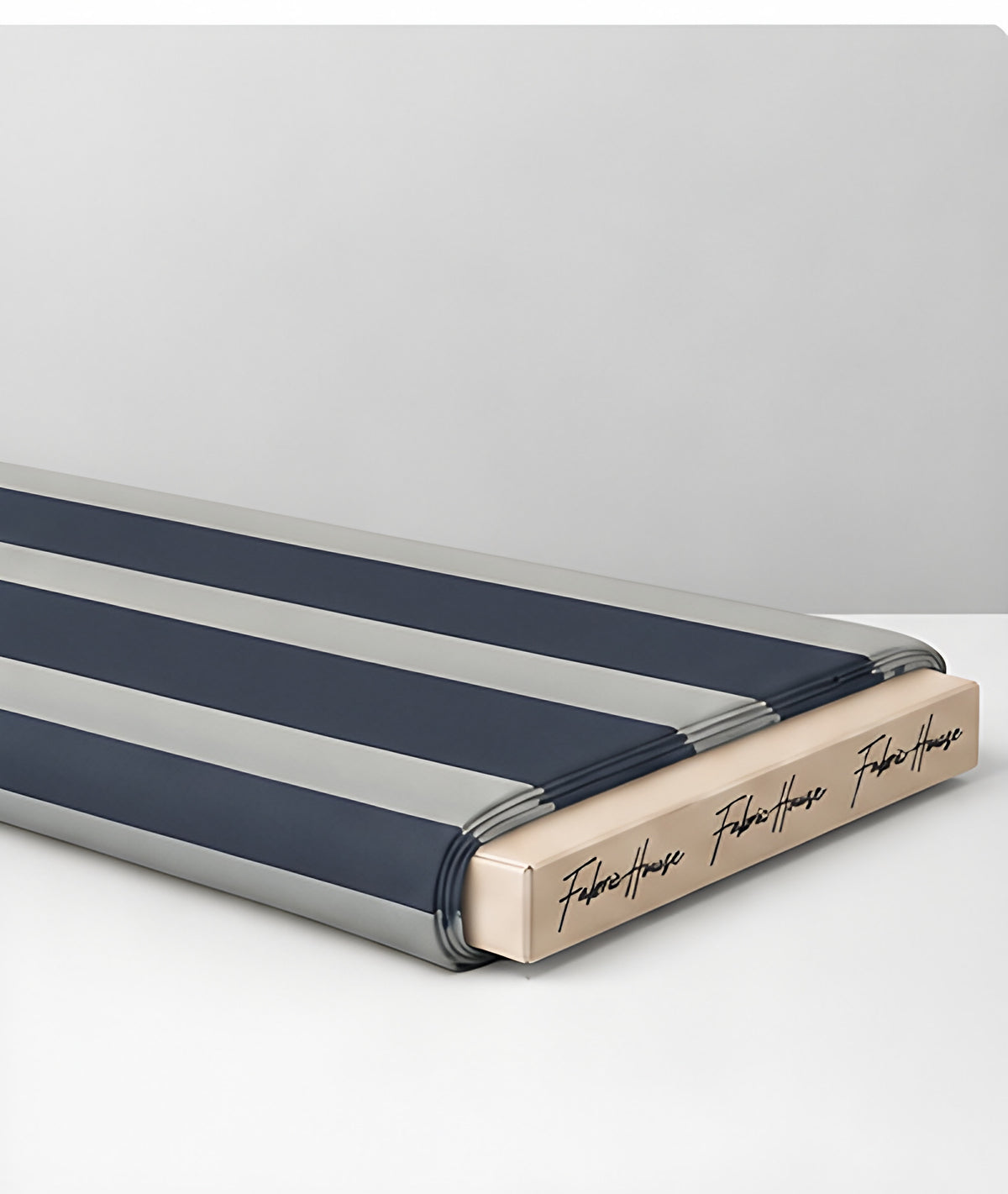 Navy Grey Broad Stripes crepe folded