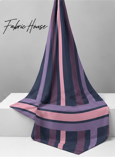 Mauve Geometric Stripe Blocks crepe draped to show fall