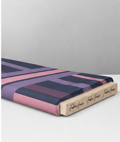 Mauve Geometric Stripe Blocks crepe folded
